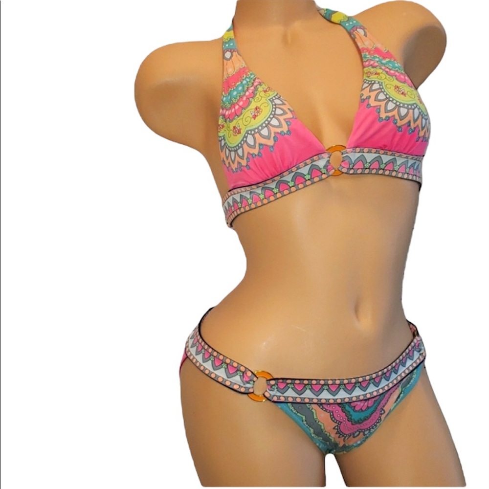 Victoria's Secret Boho Paisley Bikini Small Halter Too Retro